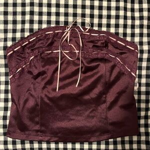 Urban Outfitters Burgundy Satin Tube Top